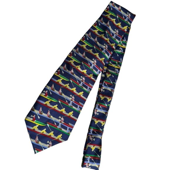 Vintage Alynn men’s silk row crew print necktie - Picture 3 of 9